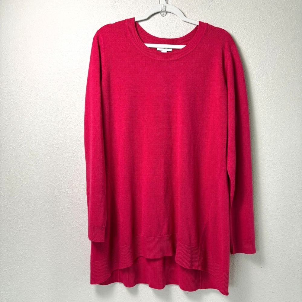 Susan Graver Knit Sweater Size XL Pink Long Sleeve Scoop Neck Casual A300537